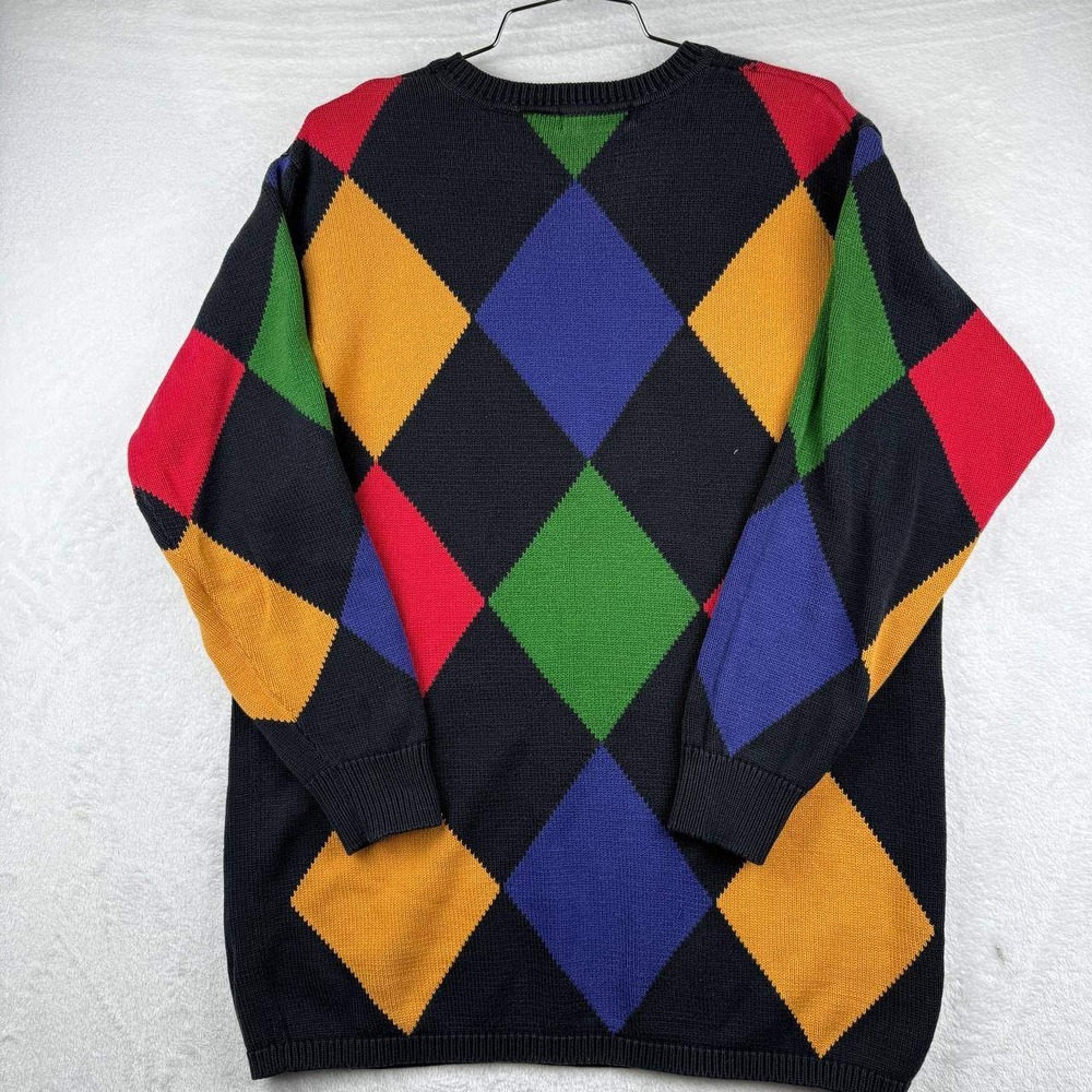 Vintage Liz Clairborne Sweater Men Medium Argyle Pullover Crew‎ Neck Cotton M
